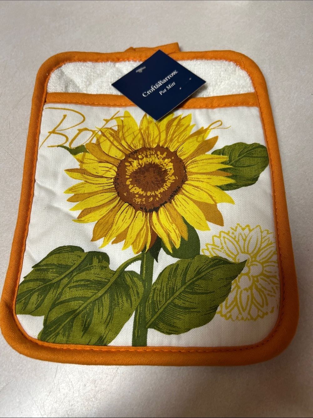 Croft & Barrow Sunflower Pot Holder - Yellow, Green & Orange Trim